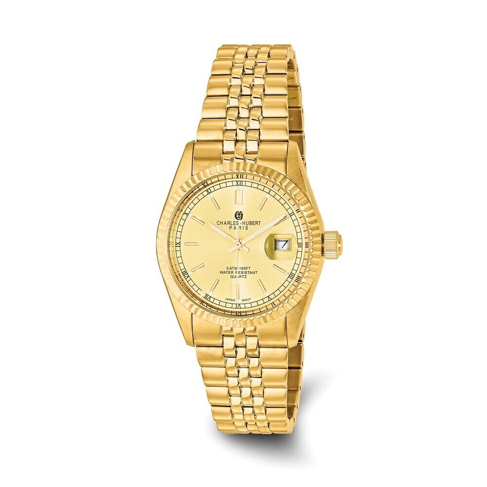 Kazi Luxury Mens Charles Hubert IP-plated Gold-tone Dial Watch